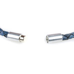 Capri Leather Bracelet // 925 Silver Clasp // Blue // 4MM (Small)