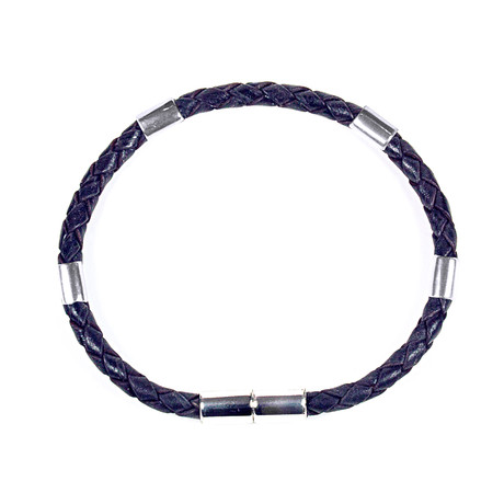 Capri Leather Bracelet // 925 Silver Clasp // Black // 4MM (Small)