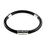 Triad Rubber Bracelet // 925 Silver Clasp // Black // 6MM (Small)