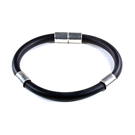 Triad Rubber Bracelet // 925 Silver Clasp // Black // 6MM (Small)