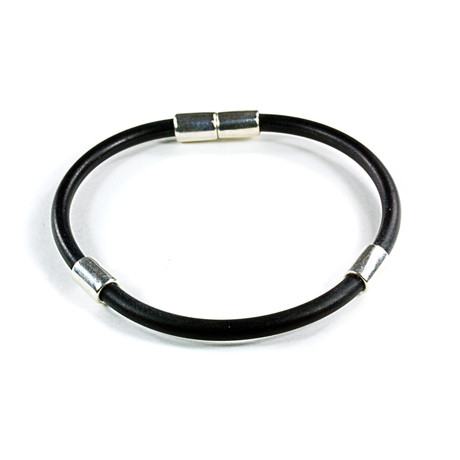 Triad Rubber Bracelet // 925 Silver Clasp // Black // 4MM (Small)