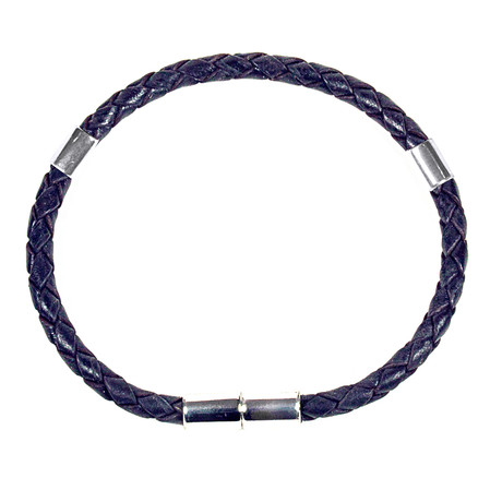 Triad Leather Bracelet // 925 Silver Clasp // Black // 4MM (Small)
