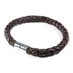 Leather Bracelet // 925 Silver Clasp // Dark Brown // 8MM (Small)
