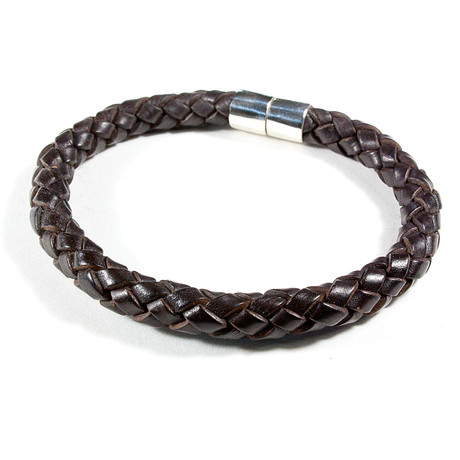 Leather Bracelet // 925 Silver Clasp // Dark Brown // 8MM (Small)