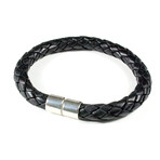 Leather Bracelet // 925 Silver Clasp // Black // 8MM (Small)