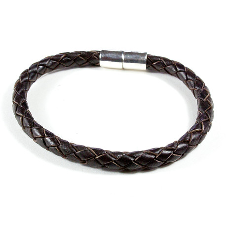 Leather Bracelet // 925 Silver Clasp // Dark Brown // 6MM (Small)