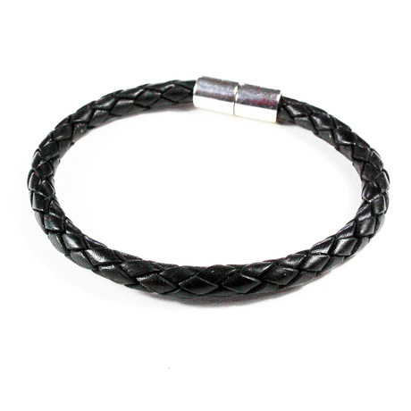 Leather Bracelet // 925 Silver Clasp // Black // 6MM (Small)