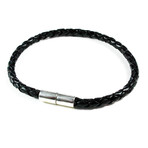 Leather Bracelet // 925 Silver Clasp // Black // 4MM (Small)