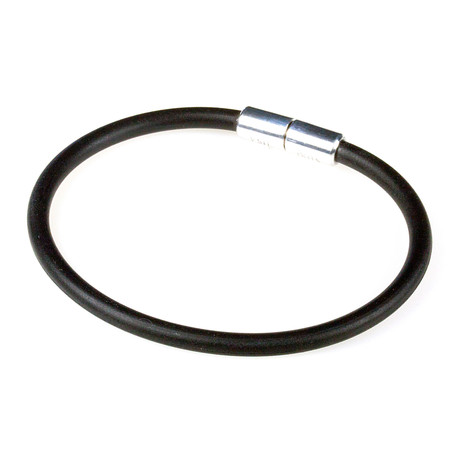 Rubber Bracelet // Aluminum Clasp // Black // 4MM (Small)