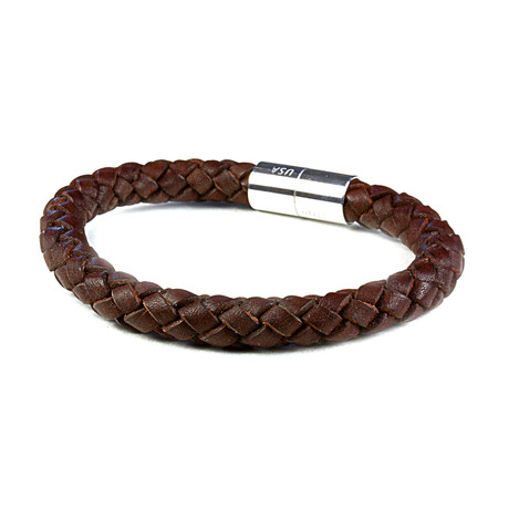 Leather Bracelet // Aluminum Clasp // Dark Brown // 8MM (Small)