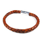 Leather Bracelet // Aluminum Clasp // Med Brown // 6MM (Small)