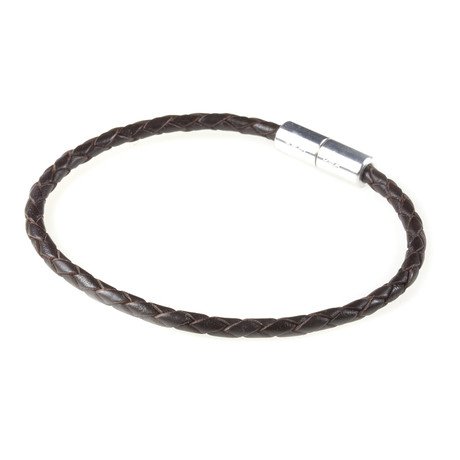 Leather Bracelet // Aluminum Clasp // Dark Brown // 3MM (Small)
