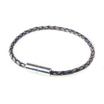 Leather Bracelet // Aluminum Clasp // Blue // 3MM (Small)