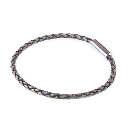 Leather Bracelet // Aluminum Clasp // Blue // 3MM (Small)