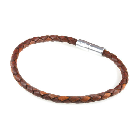 Leather Bracelet // Aluminum Clasp // Med Brown // 4MM (Small)