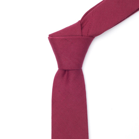 Maroon Solid Linen Tie
