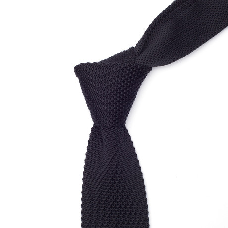 Black Solid Knit Tie
