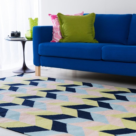 Talitha // Lime + Navy + Salmon + Slate (2'L x  3'W)