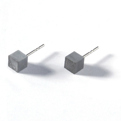 Concrete Ear Studs // Cube