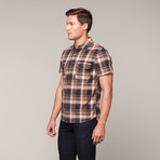 Casual Flap Short Sleeve // Brown Plaid (S)