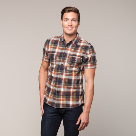Casual Flap Short Sleeve // Brown Plaid (S)
