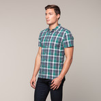 Slim French Seam Short Sleeve // Emerald Plaid (L)