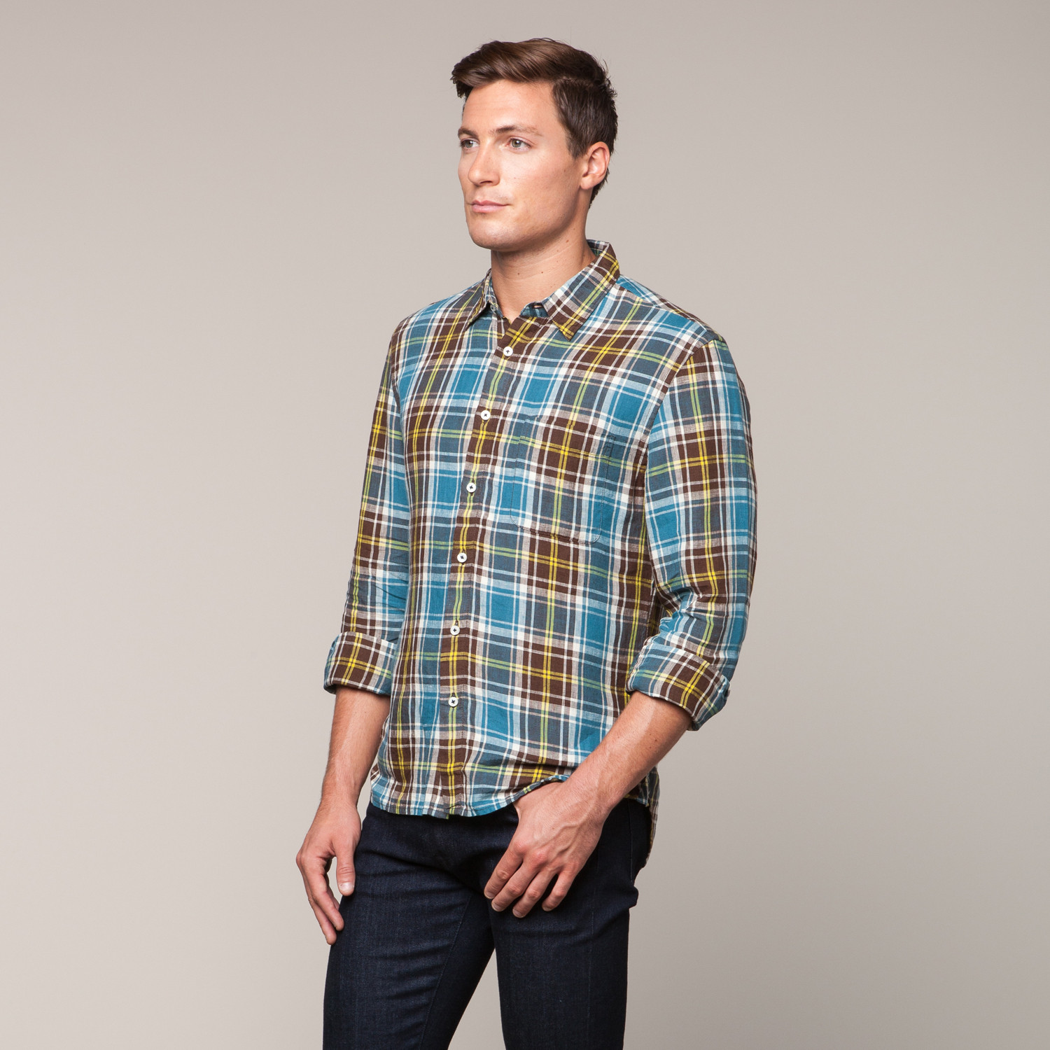 Regular French Seam Long Sleeve // Teal Plaid (S) - KATO Shirts - Touch ...