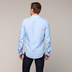 Linen Slim One Pocket Long Sleeve // Light Blue Stripe (XL)