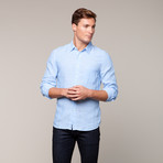 Linen Slim One Pocket Long Sleeve // Light Blue Stripe (XL)