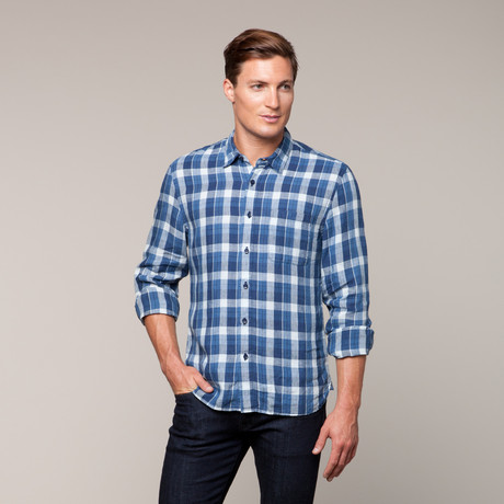 Regular French Seam Long Sleeve // Indigo Plaid (S)