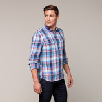 Regular Casual Flap Long Sleeve // Aqua Marine Plaid (XL)