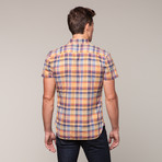 Slim French Seam Short Sleeve // Peach Plaid (L)