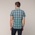 Slim French Seam Short Sleeve // Emerald Plaid (L)