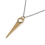 Long Triangle Pendant // Oxidized Silver Necklace