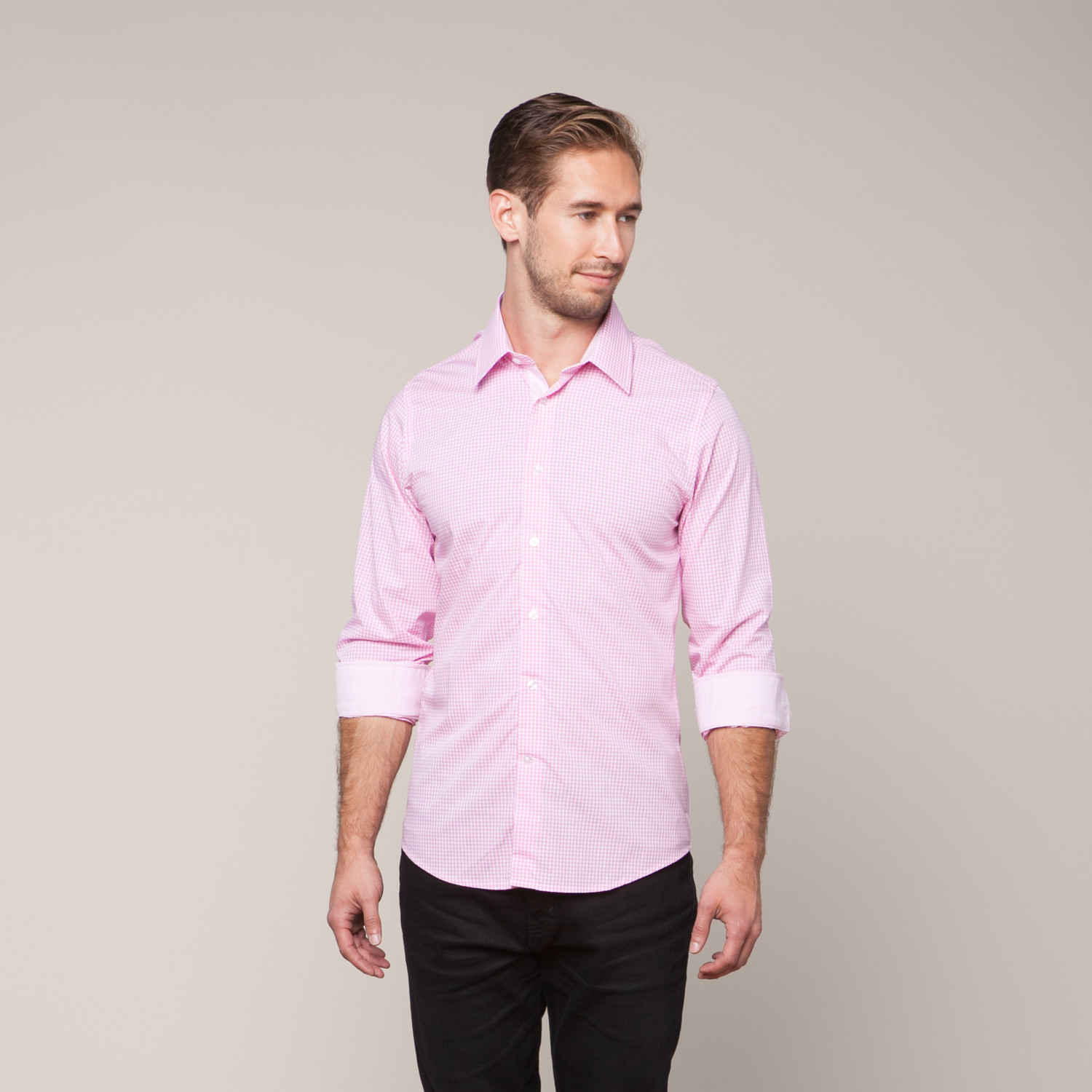 Button-Down Slim Fit Shirt // Pink (L) - Apparel Clearance - Touch of ...