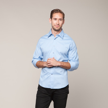 Button-Down Slim Fit Shirt // Light Blue (XS)