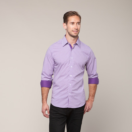 Button-Down Slim Fit Shirt // Purple (XS)