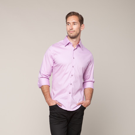 Button-Down Slim Fit Shirt // Lavender (XS)