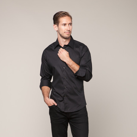 Button-Down Slim Fit Shirt // Black (XS)