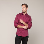 Button-Down Slim Fit Shirt // Maroon (XS)