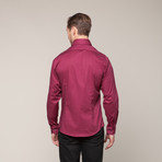 Button-Down Slim Fit Shirt // Maroon (XS)