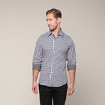 Button-Down Slim Fit Shirt // Black & White (L)