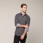 Button-Down Slim Fit Shirt // Black Check (S)