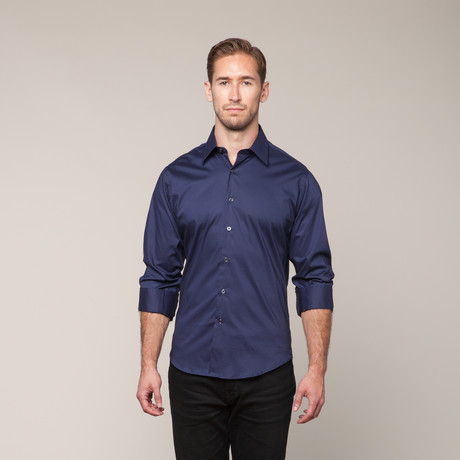 Button-Down Slim Fit Shirt // Sapphire Blue (XS)