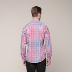 Button-Down Slim Fit Shirt // Red & Blue (XS)