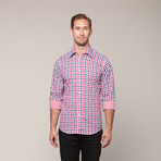 Button-Down Slim Fit Shirt // Red & Blue (XS)