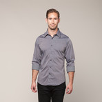 Button-Down Slim Fit Shirt // Black Striped (S)