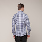 Button-Down Slim Fit Shirt // Blue & White (XS)