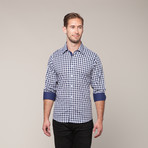 Button-Down Slim Fit Shirt // Blue & White (XS)