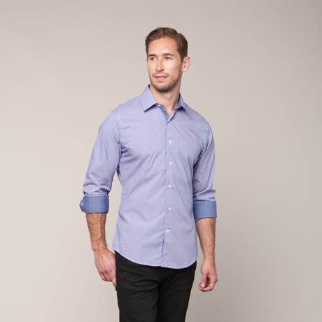 Button-Down Slim Fit Shirt //  Checkered Blue (XS)